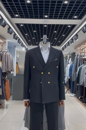 Gold Düğmeli Kruvaze Ceket