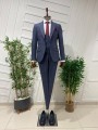 KIRÇILLI LACİVERT YELEKLİ TAKIM ELBİSE