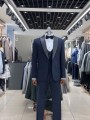 Lacivert Saten Kırlangıç Yaka Damatlık