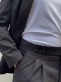 Dokulu Kumaş Siyah Oversize Takım Elbise