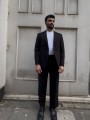 Dokulu Kumaş Siyah Oversize Takım Elbise