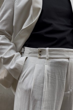 Beyaz Keten Oversize Takım Elbise