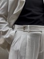 Beyaz Keten Oversize Takım Elbise