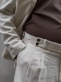 Bej Keten Oversize Takım Elbise
